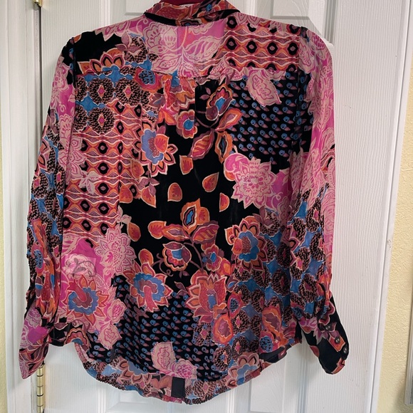 Johnny Was Pink and Black Floral Blouse - Picture 4 of 15